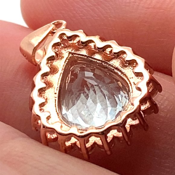 Aquamarine 3.00ct Rose Gold Finish Solid 925 Sterling Silver Pendant - Picture 3 of 7
